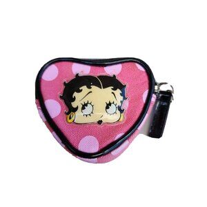Betty Boop Charm Pink Polka Dot Heart Coin bag Keychain Pendant